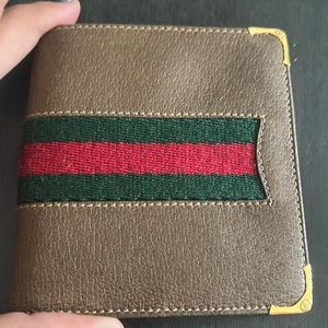 Gucci Bifold Billfold Brown Leather Used
